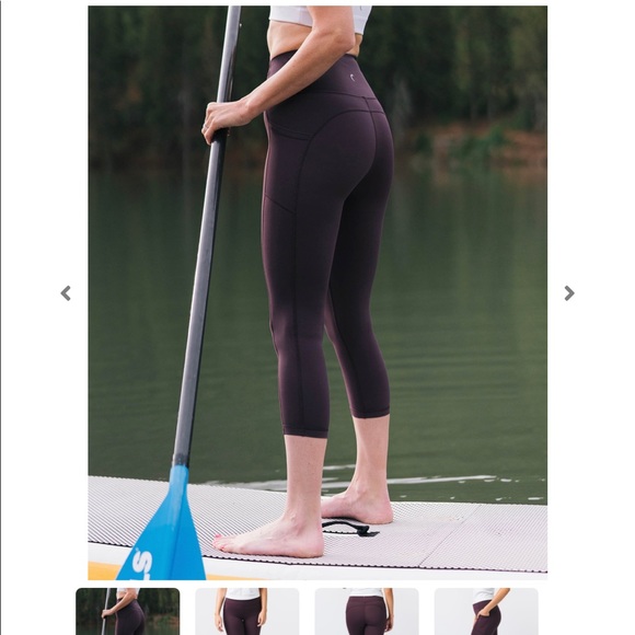 ZYIA Pants - Zyia Wine Pocket Brillant Hi-Rise Capri 20”